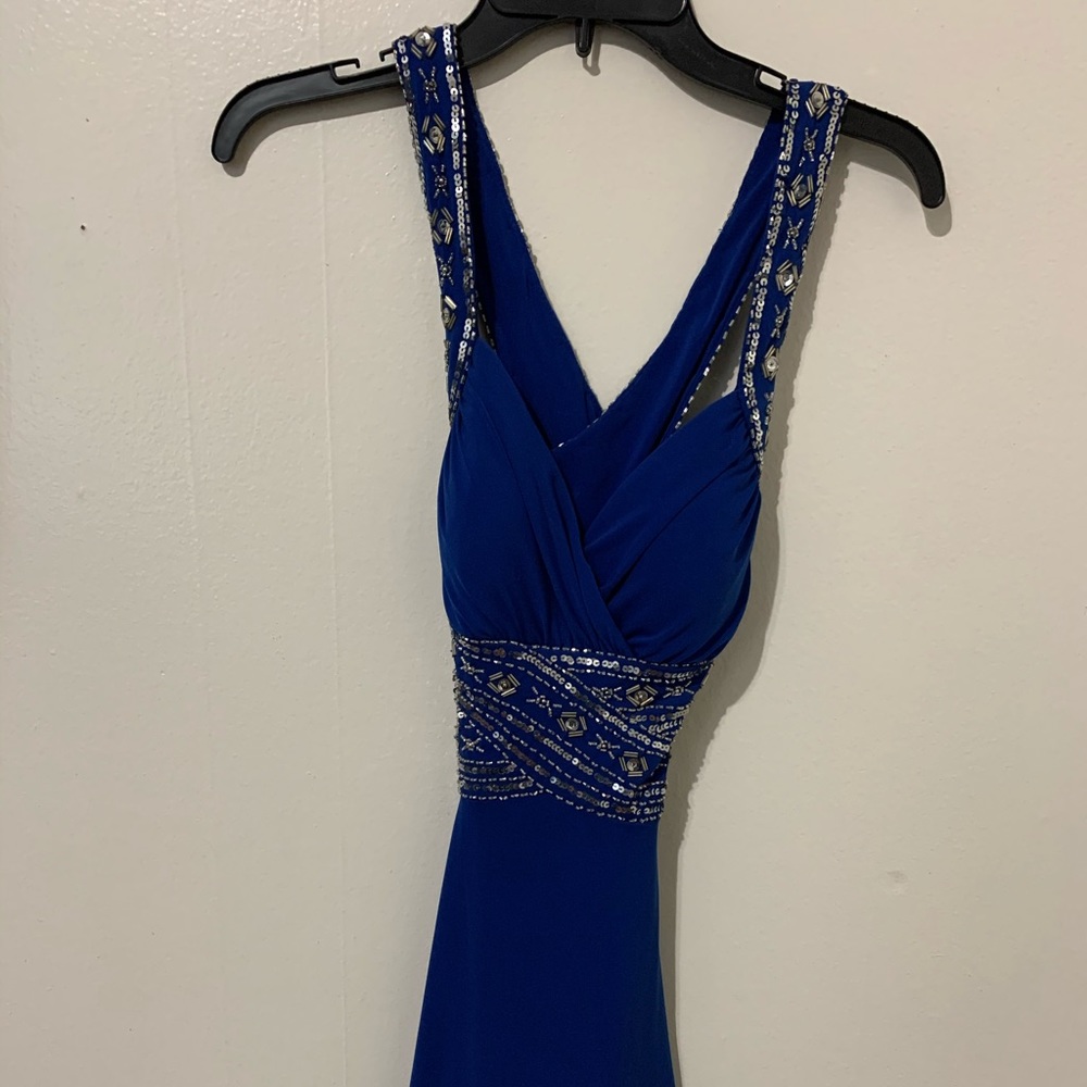 Short Blue Beaded Homecoming or Prom Dress